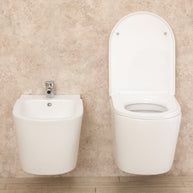 Sanitari Bagno Sospesi Easy in Ceramica Wc con Sedile e Bidet