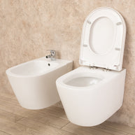 Sanitari Bagno Sospesi Easy in Ceramica Wc con Sedile e Bidet