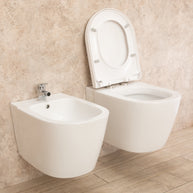 Sanitari Bagno Sospesi Easy in Ceramica Wc con Sedile e Bidet