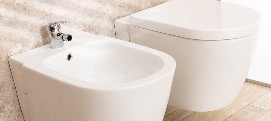 Sanitari Bagno Sospesi Easy in Ceramica Wc con Sedile e Bidet