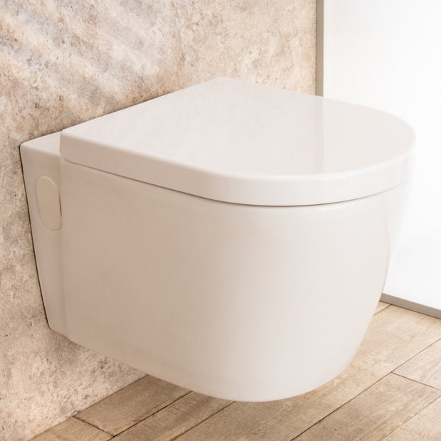 WC Sospeso Easy in ceramica + sedile e copri vaso L36.5xP56.5xA34.5 cm