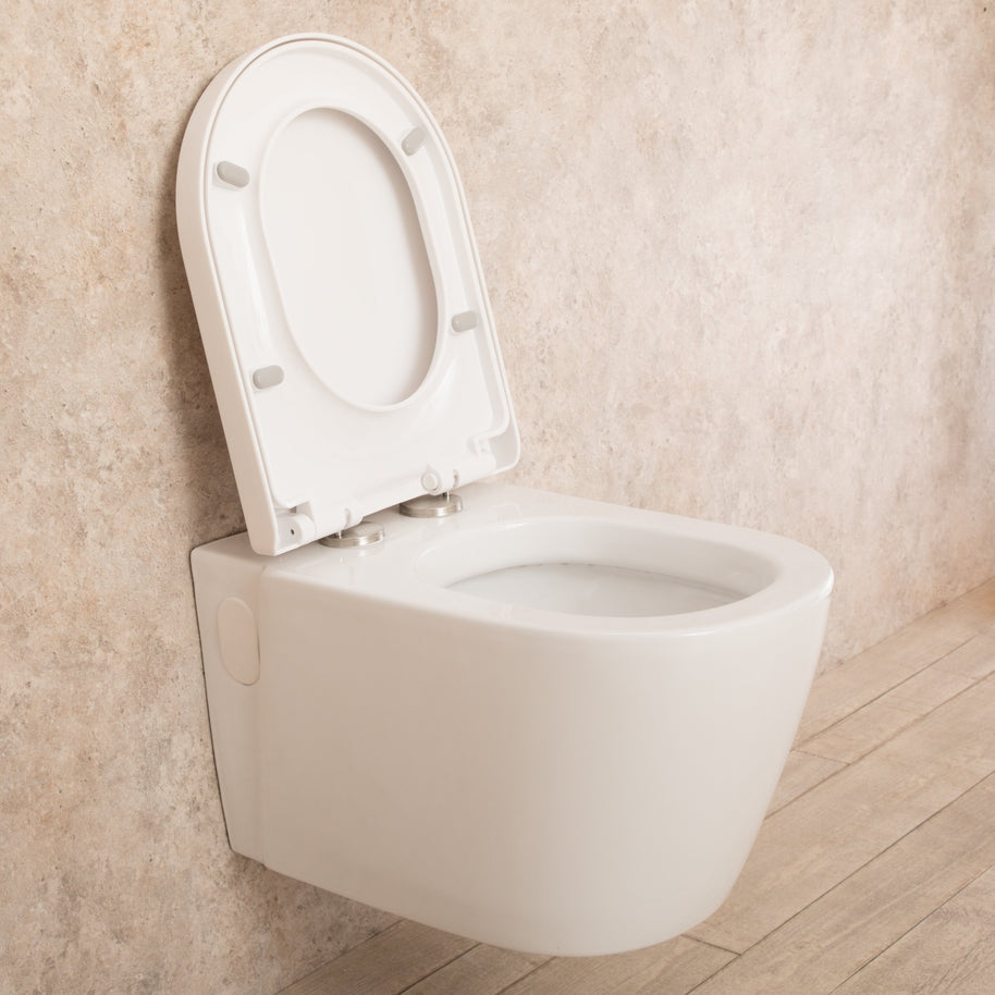 WC Sospeso Easy in ceramica + sedile e copri vaso L36.5xP56.5xA34.5 cm