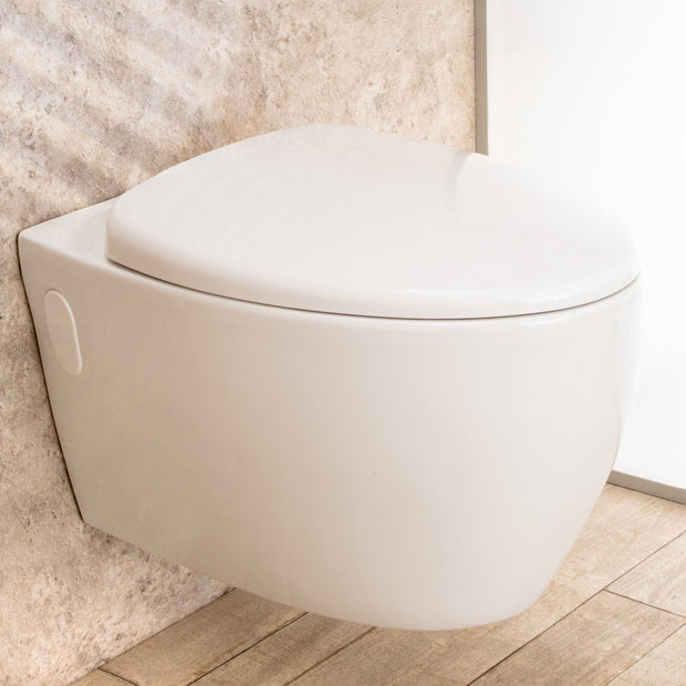 WC Sospeso Round di ceramica con sedile e copri vaso L39xP57xA35 cm