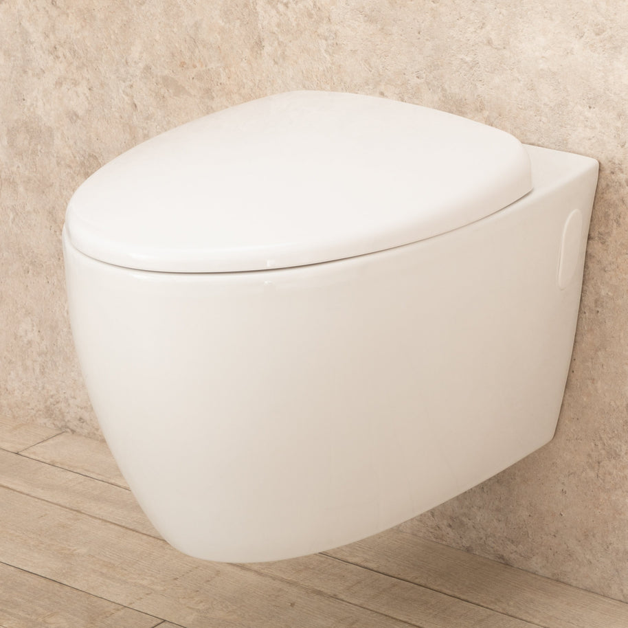 WC Sospeso Round di ceramica con sedile e copri vaso L39xP57xA35 cm