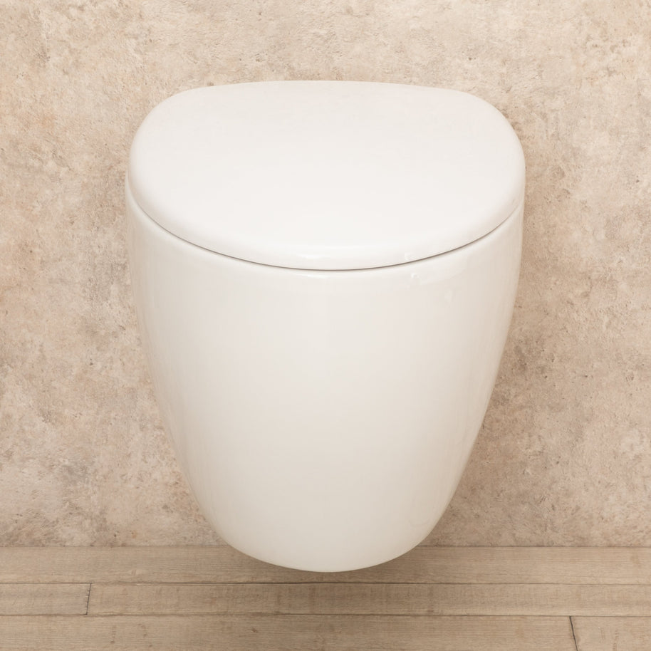WC Sospeso Round di ceramica con sedile e copri vaso L39xP57xA35 cm