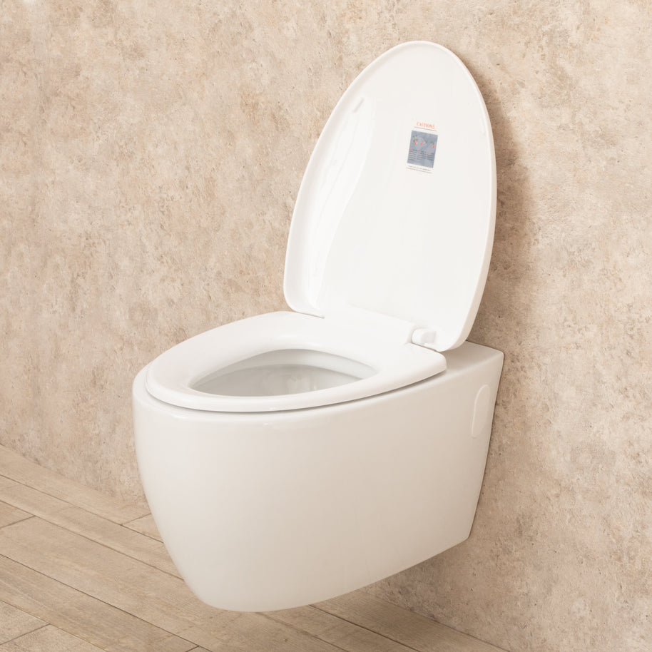 WC Sospeso Round di ceramica con sedile e copri vaso L39xP57xA35 cm