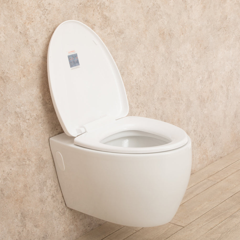 WC Sospeso Round di ceramica con sedile e copri vaso L39xP57xA35 cm