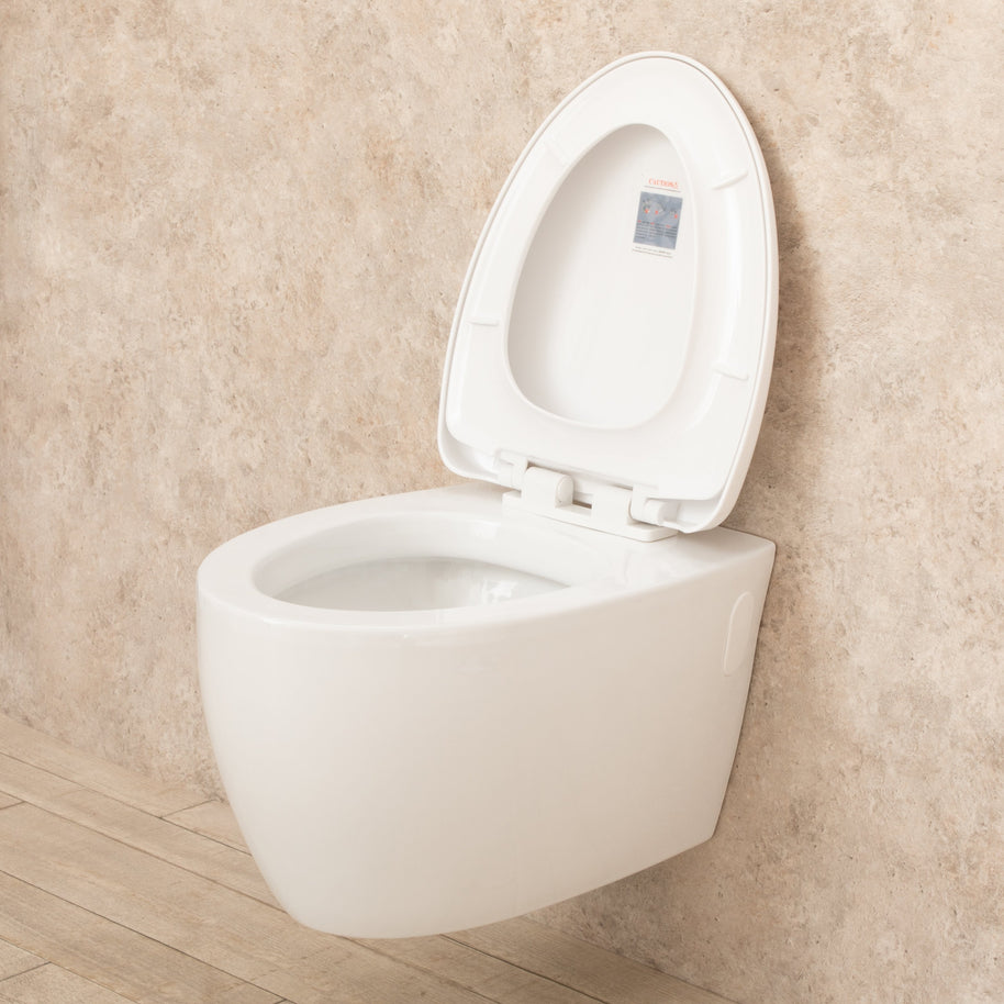 WC Sospeso Round di ceramica con sedile e copri vaso L39xP57xA35 cm