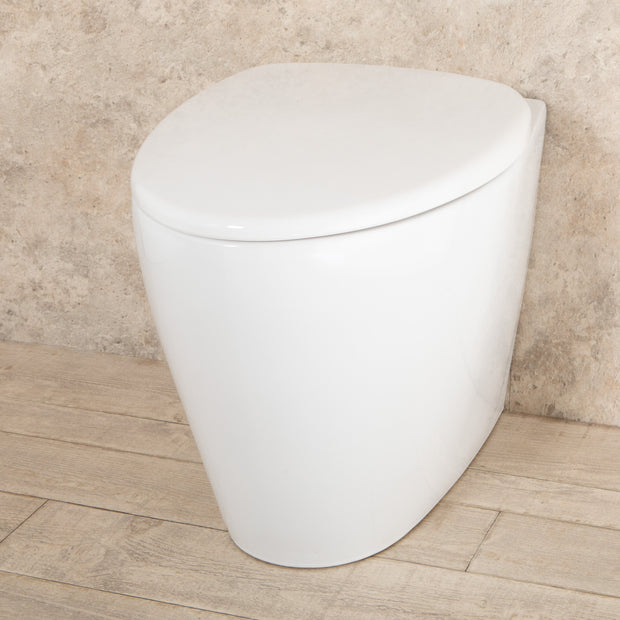 WC Filo Parete Round in Ceramica con Sedile e Copri Wc L38xP57xA41cm