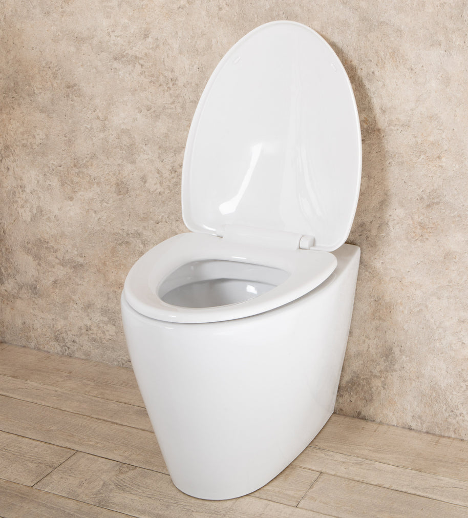 WC Filo Parete Round in Ceramica con Sedile e Copri Wc L38xP57xA41cm