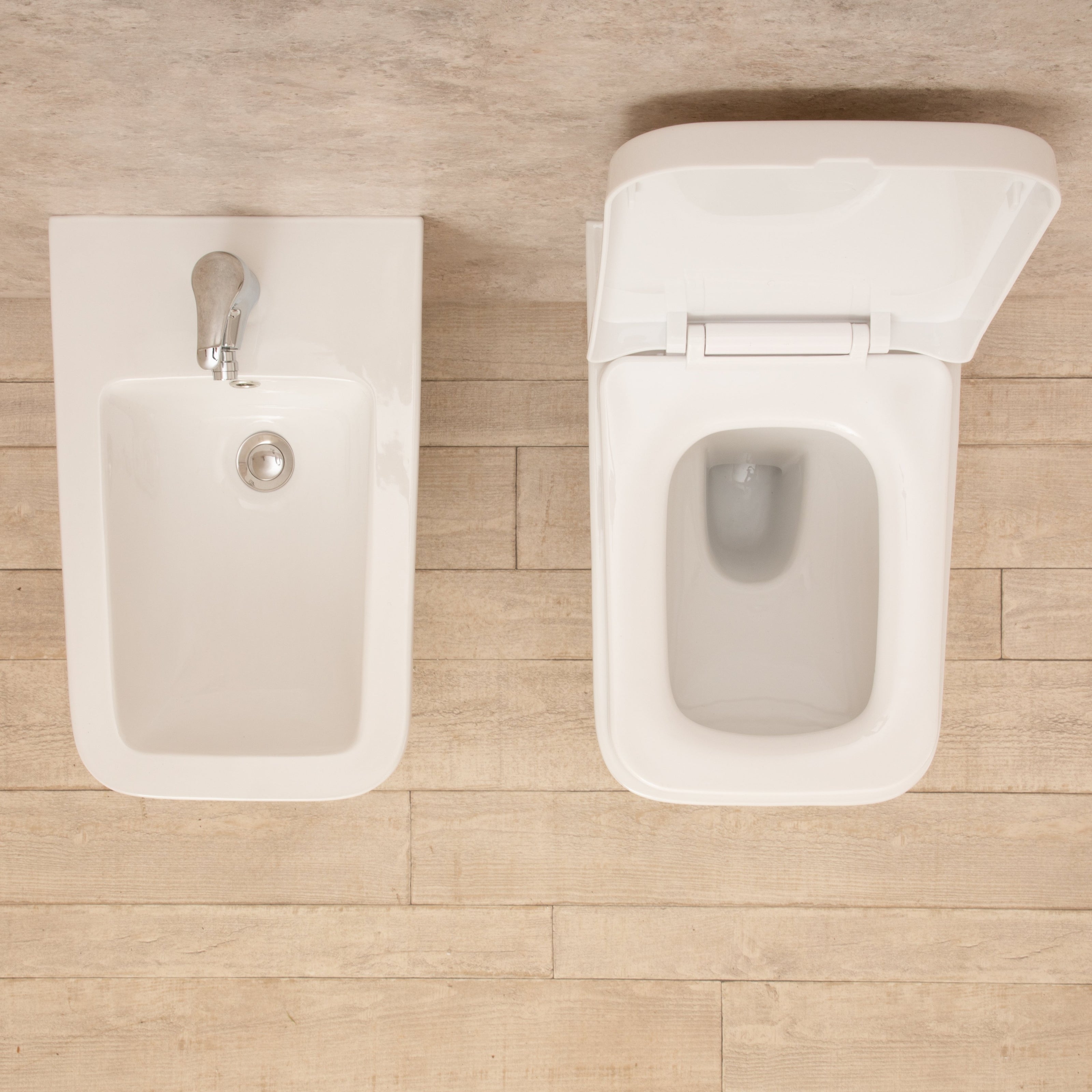 Sanitari Bagno Sospesi Minimal Wc con Seduta+Bidet di Design Moderno
