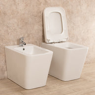 Sanitari Bagno Filo parete Minimal Wc con Sedile+Bidet in Ceramica