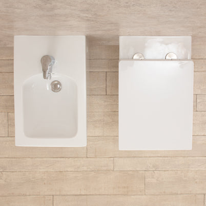 Sanitari Bagno Sospesi Square di Design WC con Tavoletta e Bidet