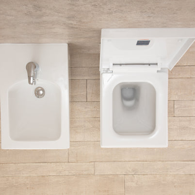Sanitari Bagno Sospesi Square di Design WC con Tavoletta e Bidet