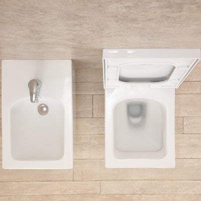 Sanitari Bagno Sospesi Square di Design WC con Tavoletta e Bidet