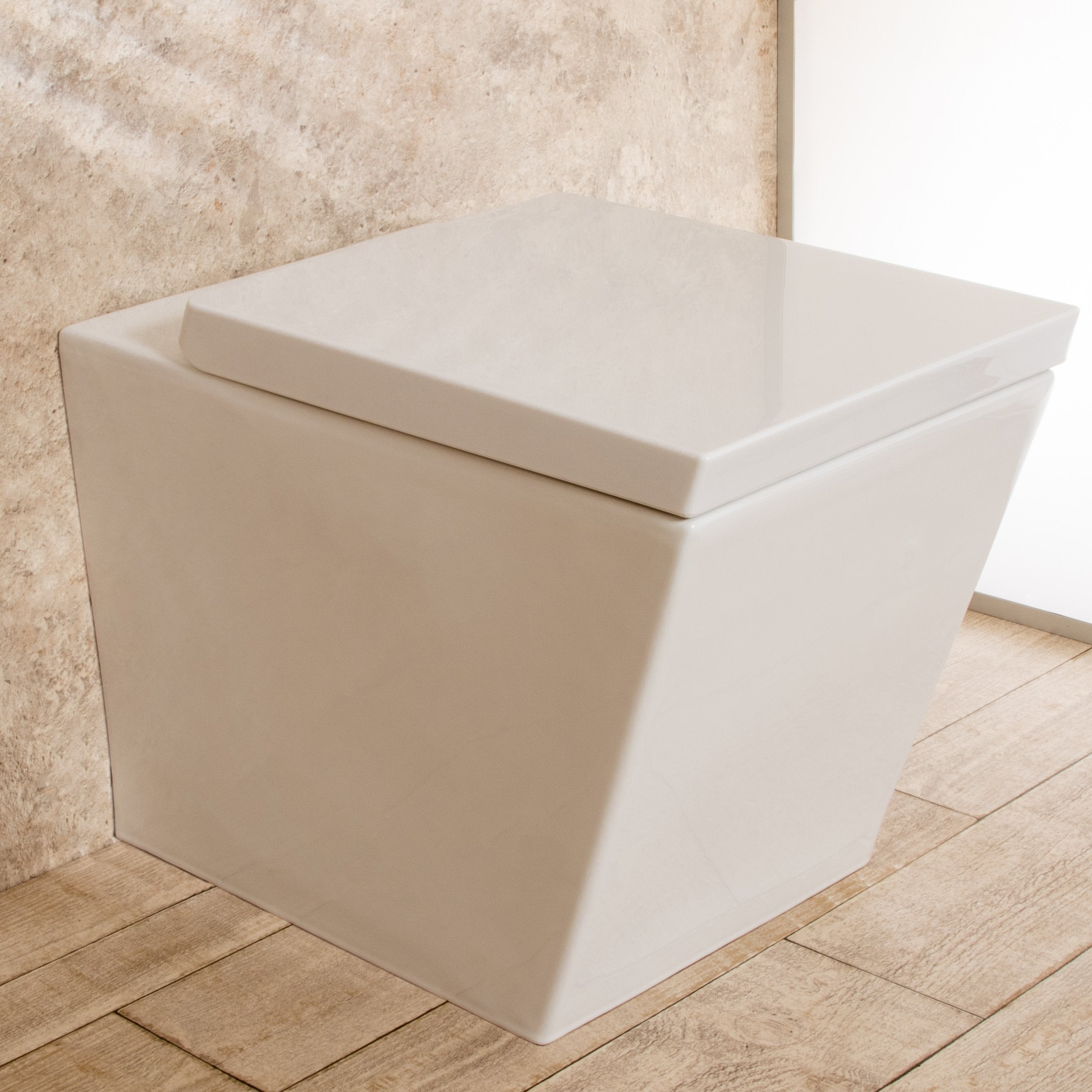 WC Filo Parete Square con seduta e copri vaso L35xP55.5xA39.5cm