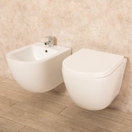 Sanitari Sospesi Vortix in Ceramica Wc senza brida Tavoletta e Bidet