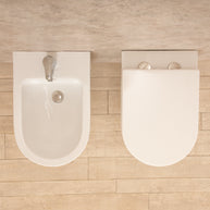 Sanitari Sospesi Vortix in Ceramica Wc senza brida Tavoletta e Bidet