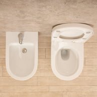 Sanitari Sospesi Vortix in Ceramica Wc senza brida Tavoletta e Bidet