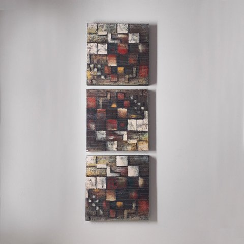 Quadro Dipinto a Mano Olio su Tela Astratto con 3 Pannelli N52