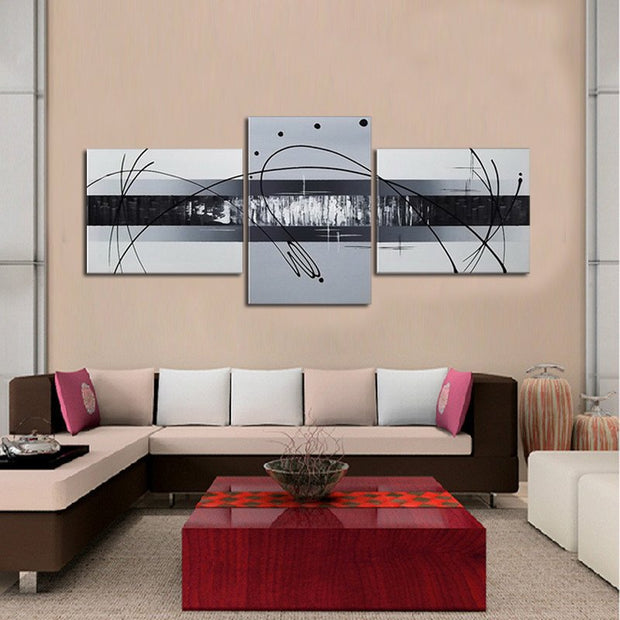 Quadro Moderno Dipinto a Mano su Tela Astratto a 3 Pannelli N61