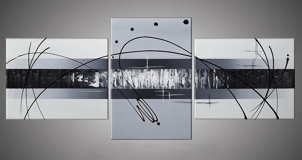 Quadro Moderno Dipinto a Mano su Tela Astratto a 3 Pannelli N61