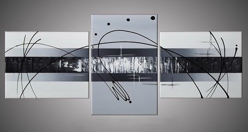 Quadro Moderno Dipinto a Mano su Tela Astratto a 3 Pannelli N61
