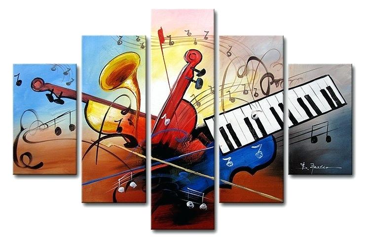 Quadro Moderno Dipinto a Mano su Tela Arte Astratta a 5 Pannelli N62