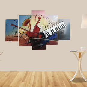 Quadro Moderno Dipinto a Mano su Tela Arte Astratta a 5 Pannelli N62