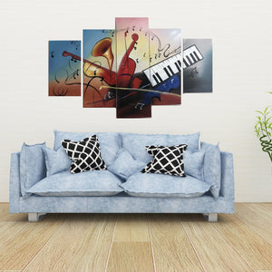 Quadro Moderno Dipinto a Mano su Tela Arte Astratta a 5 Pannelli N62