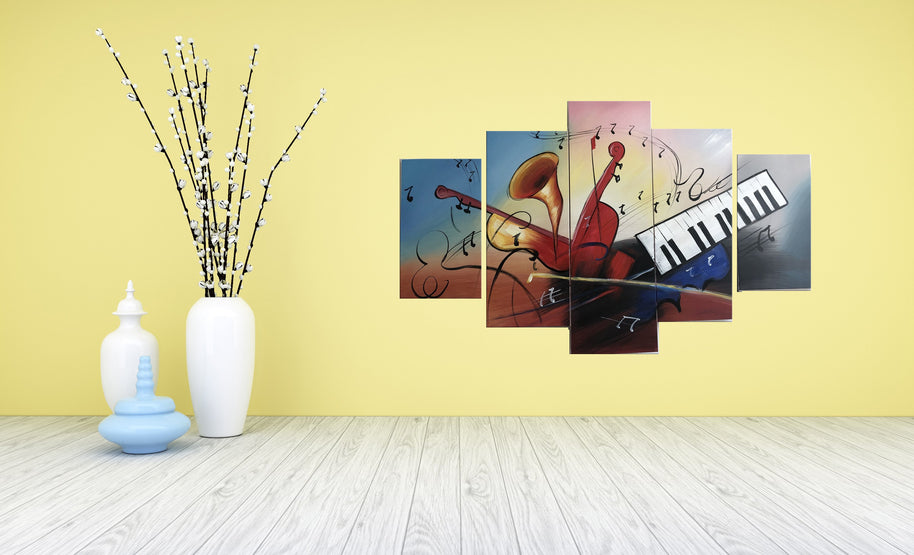 Quadro Moderno Dipinto a Mano su Tela Arte Astratta a 5 Pannelli N62