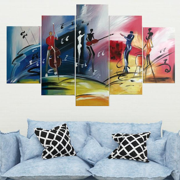 Quadro Dipinto a Mano Olio su  5 Pannelli di un Immagine Astratta N70