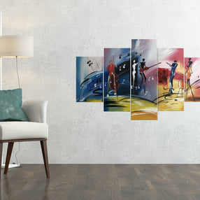 Quadro Dipinto a Mano Olio su  5 Pannelli di un Immagine Astratta N70