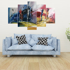 Quadro Dipinto a Mano Olio su  5 Pannelli di un Immagine Astratta N70