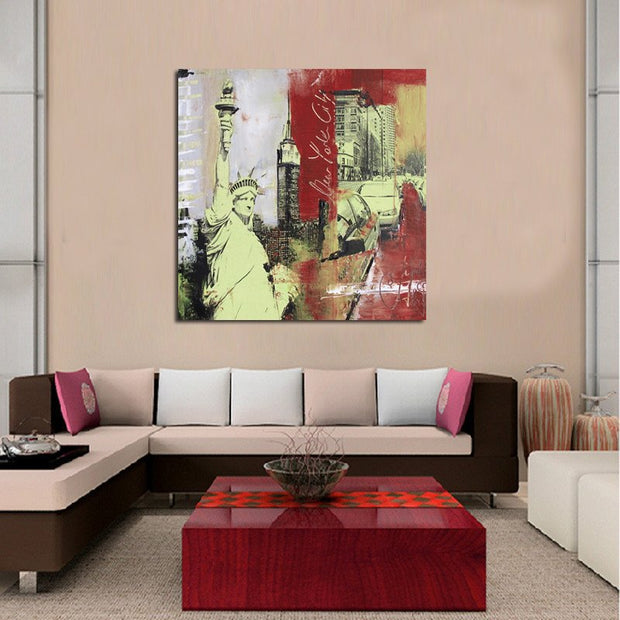 Quadro Dipinto a Mano Olio su Tela Astratto di New York City N74