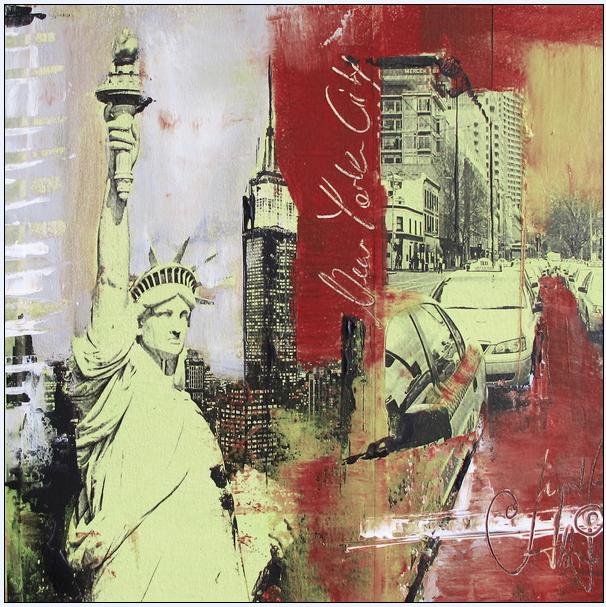 Quadro Dipinto a Mano Olio su Tela Astratto di New York City N74