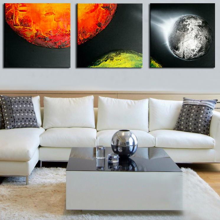 Quadro Moderno Dipinto a Mano immagine spaziale a 3 Pannelli N76