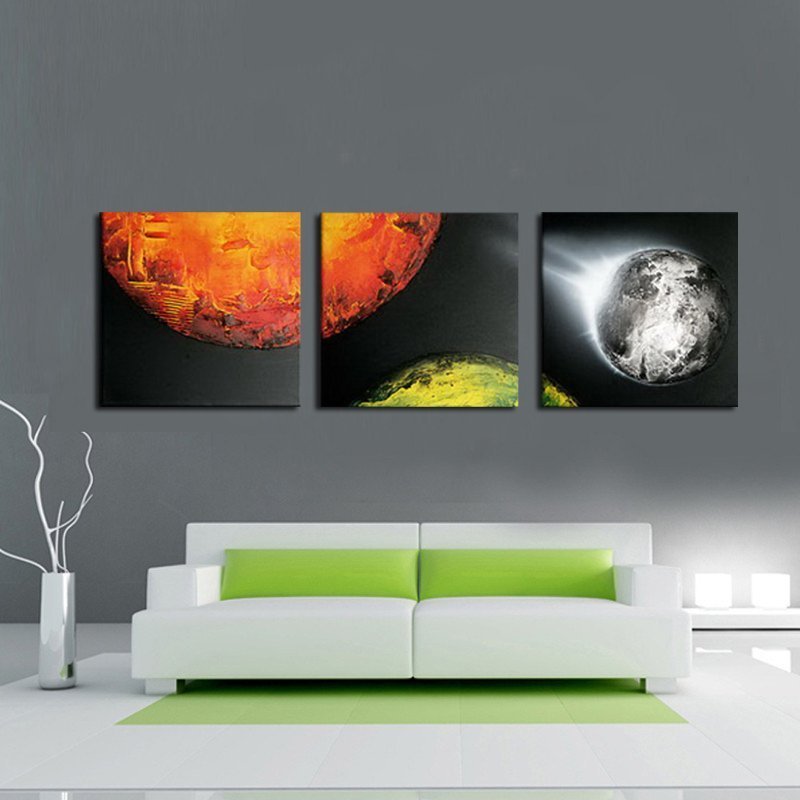 Quadro Moderno Dipinto a Mano immagine spaziale a 3 Pannelli N76