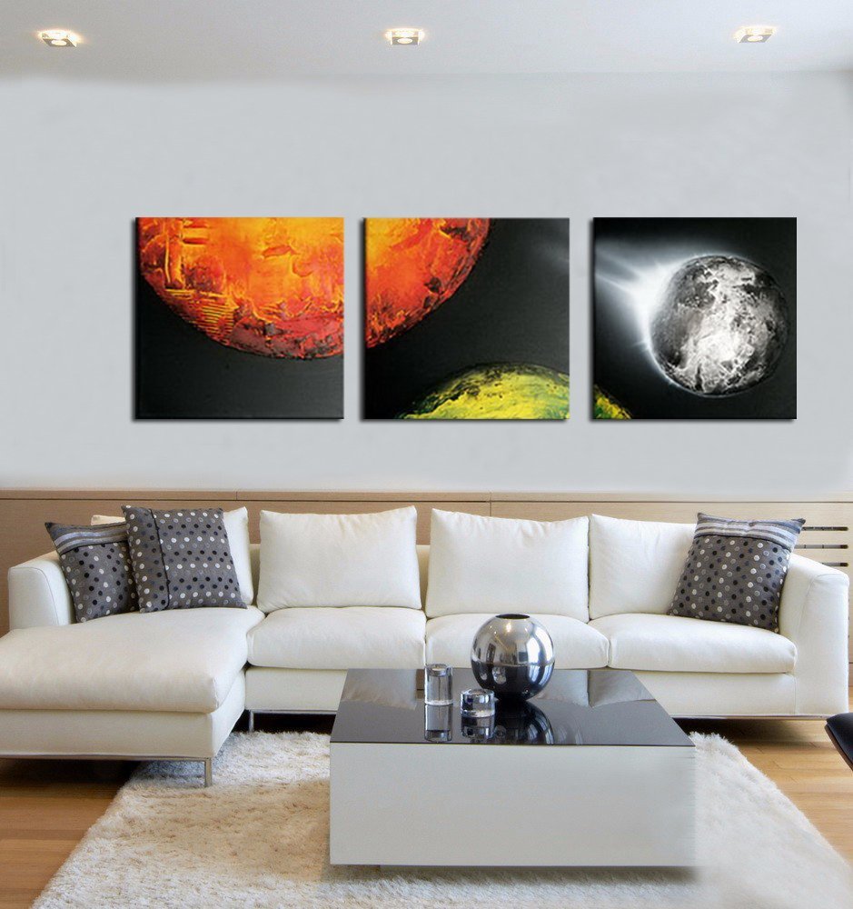 Quadro Moderno Dipinto a Mano immagine spaziale a 3 Pannelli N76