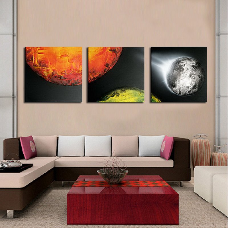 Quadro Moderno Dipinto a Mano immagine spaziale a 3 Pannelli N76