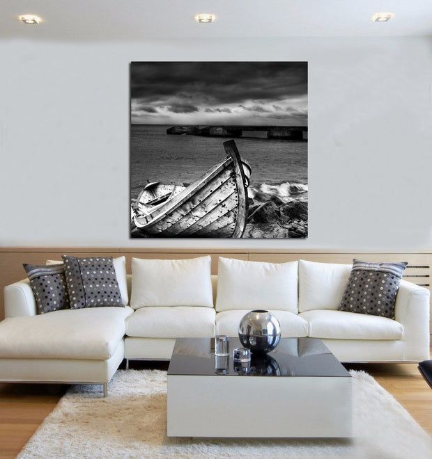 Quadro Stampa su Tela Paesaggistico in Bianco Nero N77