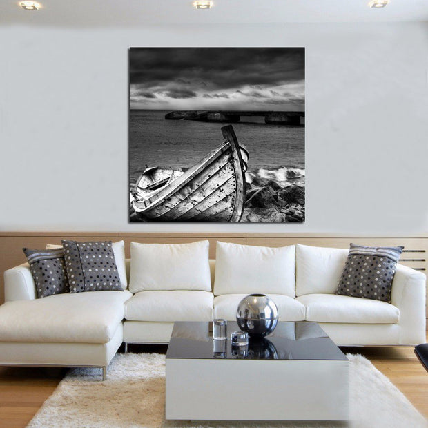 Quadro Stampa su Tela Paesaggistico in Bianco Nero N77