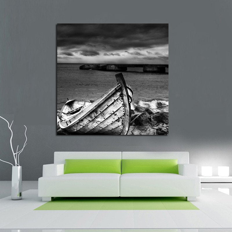 Quadro Stampa su Tela Paesaggistico in Bianco Nero N77