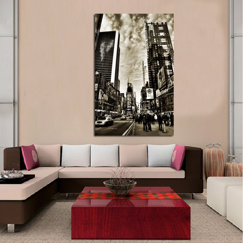 Quadro Stampa su Tela di Immagine Metropolitana Bianco Nero N79