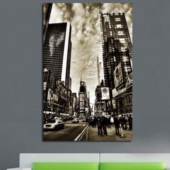 Quadro Stampa su Tela di Immagine Metropolitana Bianco Nero N79