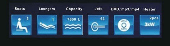 Piscina Nuoto Controcorrente e Idromassaggio SPA Luxury 585x220 cm