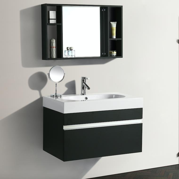 Mobile Arredo Bagno Idea 90 cm Sospeso Moderno Nero