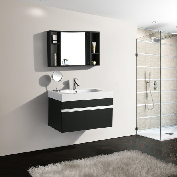 Mobile Arredo Bagno Idea 90 cm Sospeso Moderno Nero