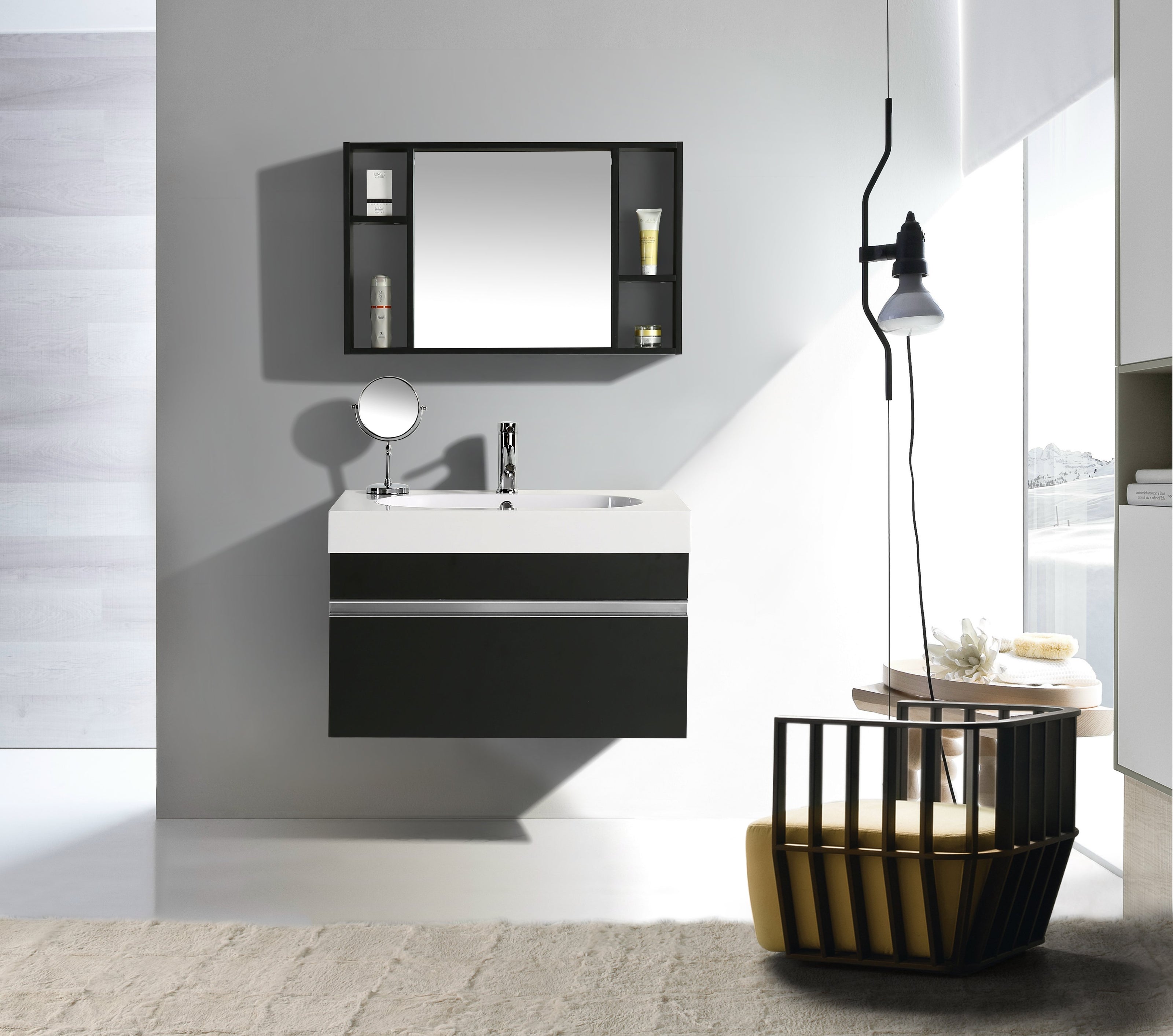 Mobile Arredo Bagno Idea 90 cm Sospeso Moderno Nero