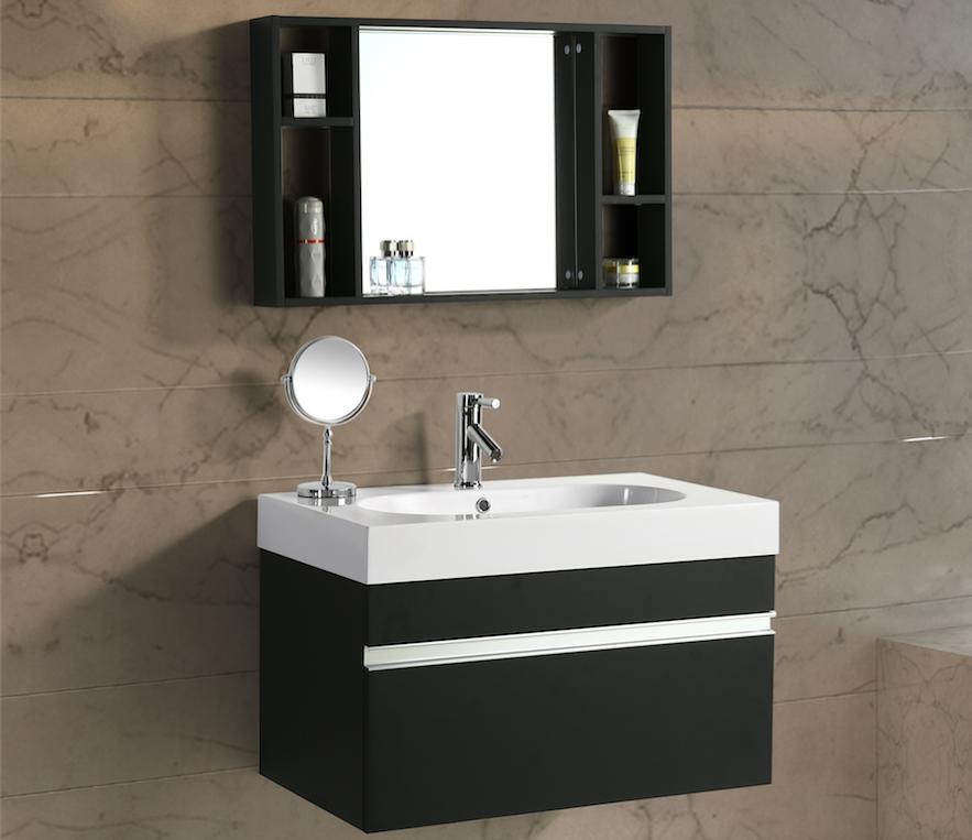 Mobile Arredo Bagno Idea 90 cm Sospeso Moderno Nero